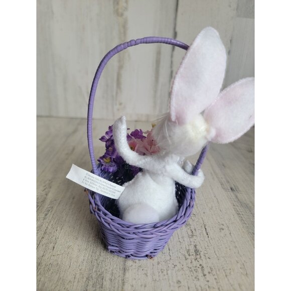 Annalee Easter bunny wicker basket spring flower home decor - Picture 4 of 7
